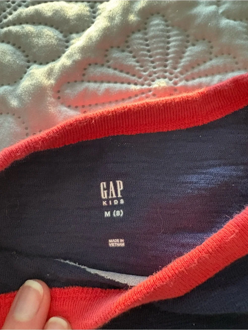 GAP Navy Blue Tee with Red Crew Neck